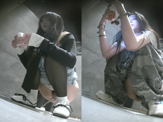 酒吧全景厕拍,露肩美女,长发迷彩小姐姐 